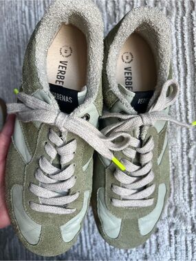 VERBENAS Olive Green Suede & Leather Sneakers
